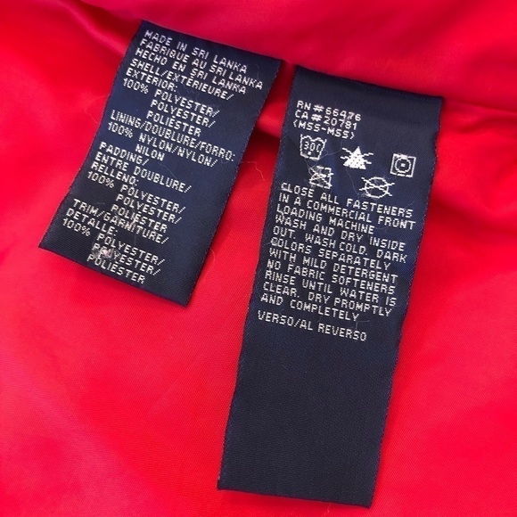 VINTAGE Y2K Tommy Hilfiger Bright Shiny Cherry Red Puffer Zip Pocket Fall Vest - Picture 12 of 15